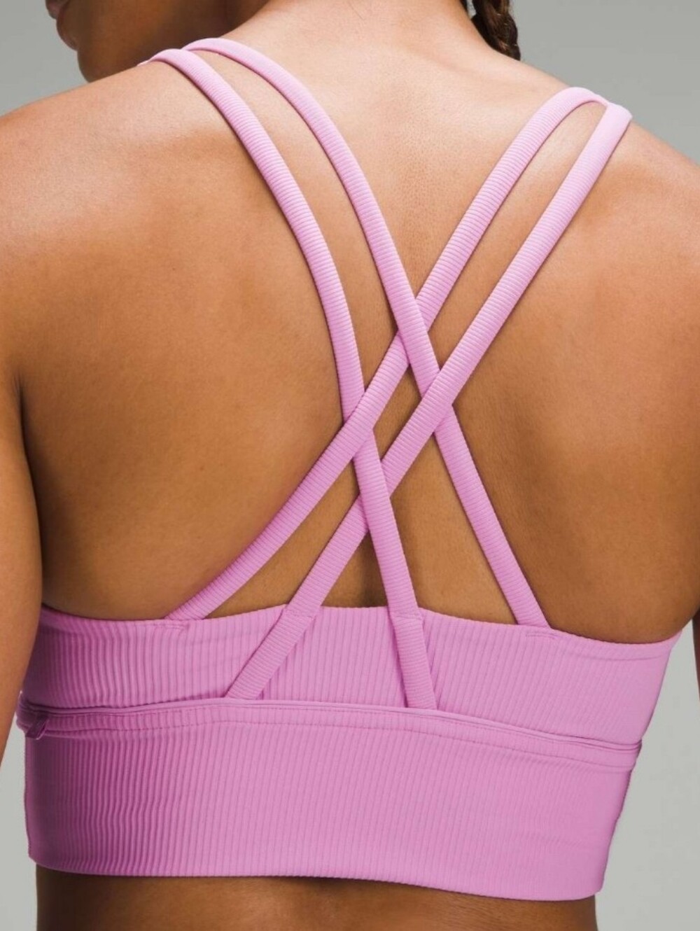 lululemon athletica Pink Ribbed Strappy Sports Bra